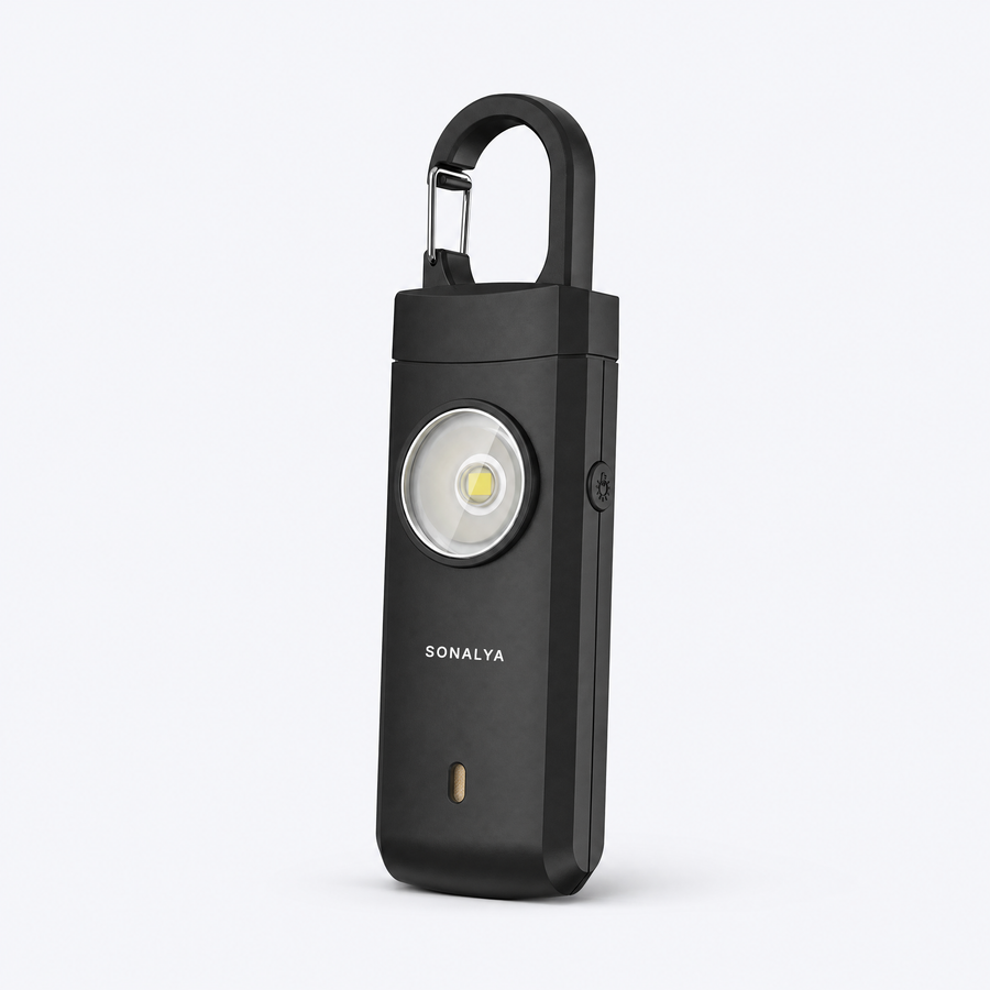 Alarme personnelle SONALYA coloris noir, vue trois quarts