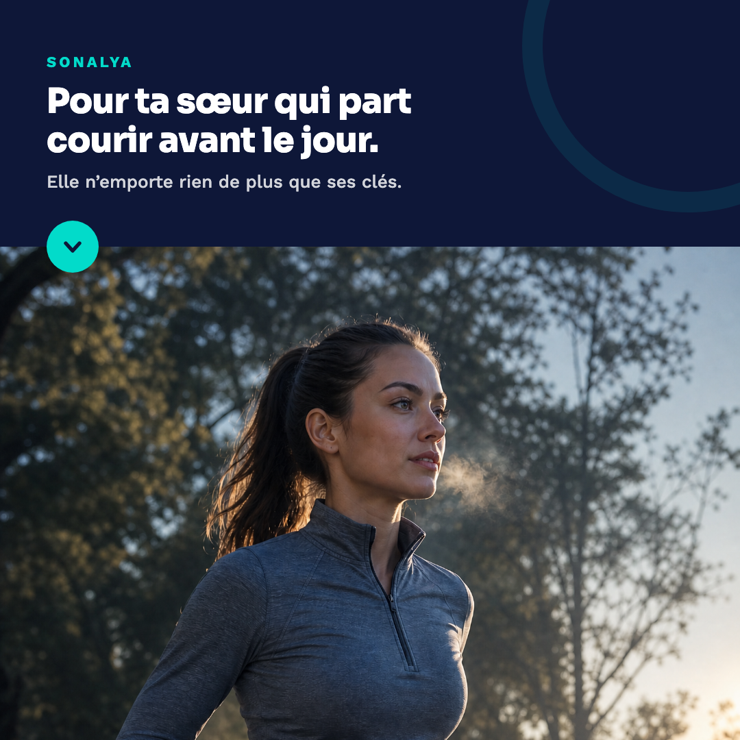 Pour ta sœur qui part courir avant le jour : elle n'emporte rien de plus que ses clés.